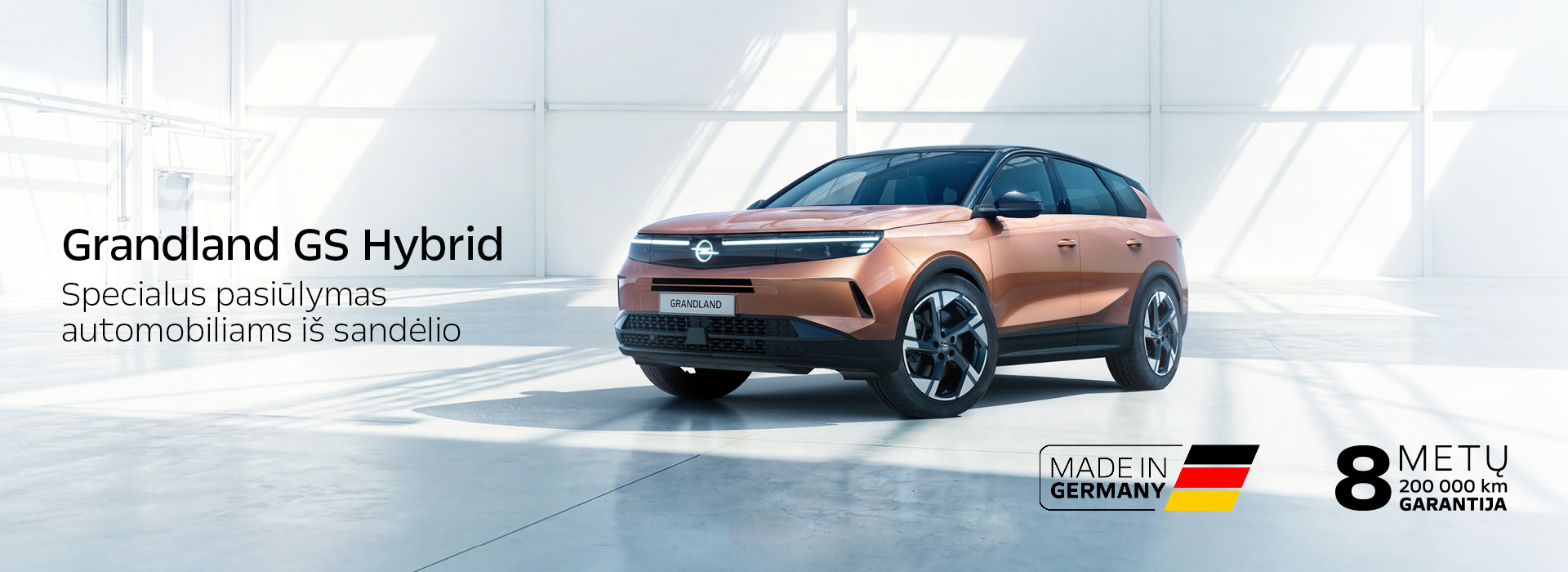 Opel Grandland GS Hybrid – specialus pasiūlymas automobiliams iš sandėlio.